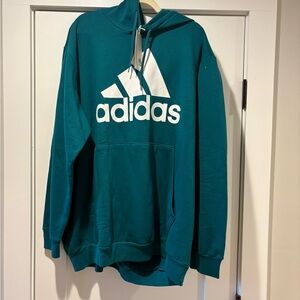 New adidas Men's Teal Logo Hoodie Sweatshirt 3XL